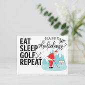 Golf Happy Holiday Eat Sleep Golf Repepte Santa Briefkaart (Staand voorkant)