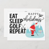 Golf Happy Holiday Eat Sleep Golf Repepte Santa Briefkaart (Voorkant / Achterkant)