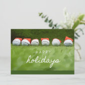 Golf Happy Kerstfeestdag met kersthoed  Feestdagenkaart (Staand voorkant)