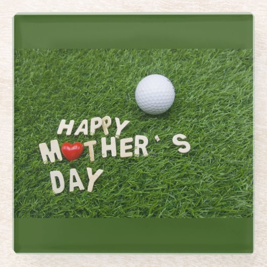 Golf Happy Moederdag met liefde voor groen Glazen Onderzetter (Voorkant)