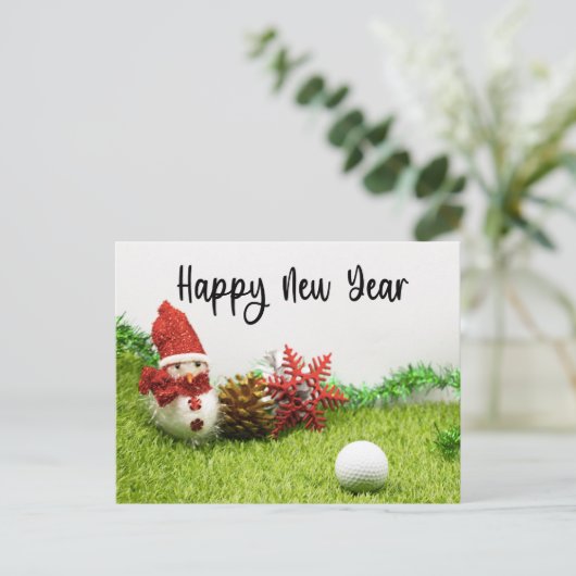 Golf Happy New-jaar met Snowman golfer-feestdagen Feestdagenkaart (Staand voorkant)