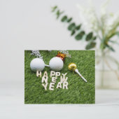Golf Happy New Year met golfbal t-shirt-versiering Briefkaart (Staand voorkant)