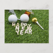 Golf Happy New Year met golfbal t-shirt-versiering Briefkaart (Voorkant)