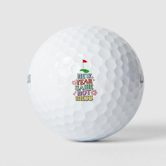 Golf Happy New Year met golfvlag voor golfer Golfballen (Voorkant)