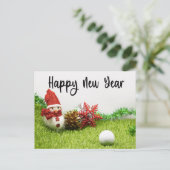 Golf Happy New year met Snowman voor golfer Aankondigingskaart (Staand voorkant)