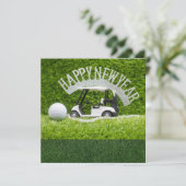 Golf Happy New Year voor groen gras voor Golfer Feestdagenkaart (Staand voorkant)