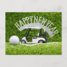 Golf Happy New Year voor groen gras voor Golfer