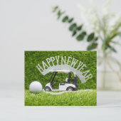 Golf Happy New Year voor groen gras voor Golfer Feestdagenkaart (Staand voorkant)
