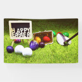 Golf Happy Pasen met golfbal en eitenbanner Spandoek (Horizontaal)