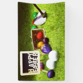 Golf Happy Pasen met golfbal en eitenbanner Spandoek (Verticaal)