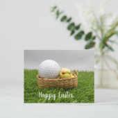 Golf Happy Pasen met golfbal en kip Briefkaart (Staand voorkant)