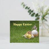Golf Happy Pasen met kip en golfbal Feestdagenkaart (Staand voorkant)