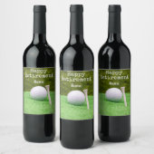 Golf Happy pensioen met golfbal en t-shirt Wijn Etiket (Flessen)