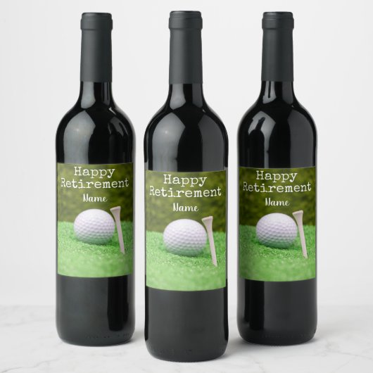 Golf Happy pensioen met golfbal en t-shirt Wijn Etiket (Flessen)