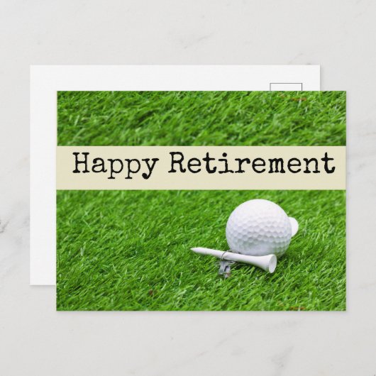Golf Happy pensionering met golfbal en t-shirt Briefkaart (Voorkant / Achterkant)