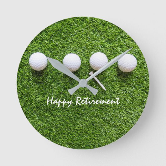 Golf Happy pensionering met golfbal en t-shirt Ronde Klok (Voorkant)