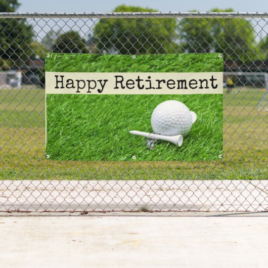 Golf Happy pensionering met golfbal en t-shirt Spandoek (Insitu)