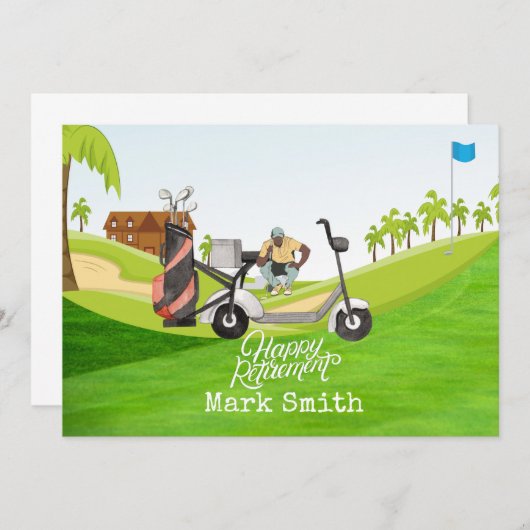 Golf Happy pensionering met golfer kijkt naar bal Bedankkaart (Voorkant / Achterkant)