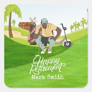 Golf Happy pensionering met golfer kijkt naar bal Vierkante Sticker