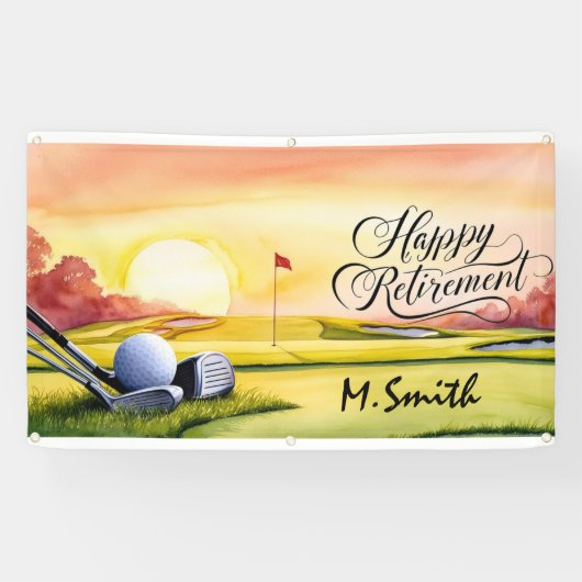 Golf Happy Retirement golfbaan en golfnaam Spandoek (Horizontaal)