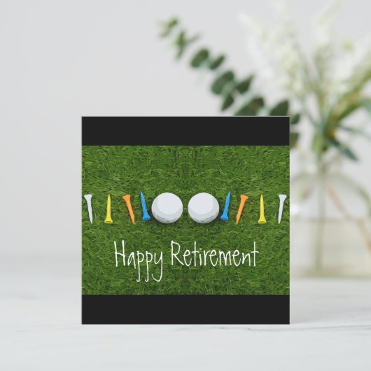 Golf Happy Retirement met golf- en t - shirts-kaar Kaart (Staand voorkant)