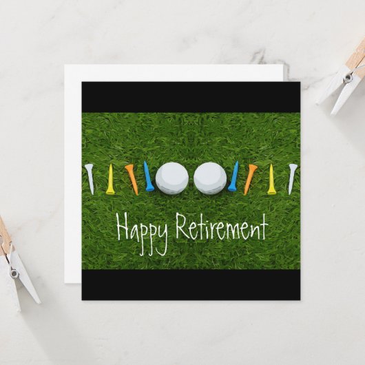 Golf Happy Retirement met golf- en t - shirts-kaar Kaart (Voorkant / Achterkant in situ)