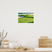Golf Happy Retirement met golfbal op groen Poster (Keuken)