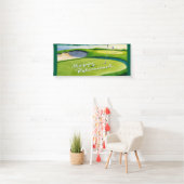 Golf Happy Retirement met golfbal op groen Spandoek (Insitu)