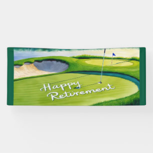Golf Happy Retirement met golfbal op groen Spandoek