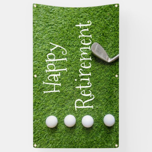 Golf Happy Retirement met golfballen op groen Spandoek (Verticaal)