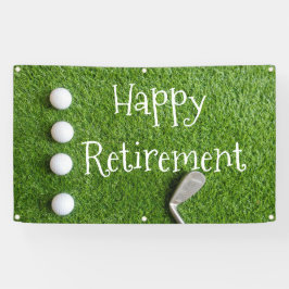 Golf Happy Retirement met golfballen op groen Spandoek