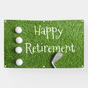 Golf Happy Retirement met golfballen op groen Spandoek
