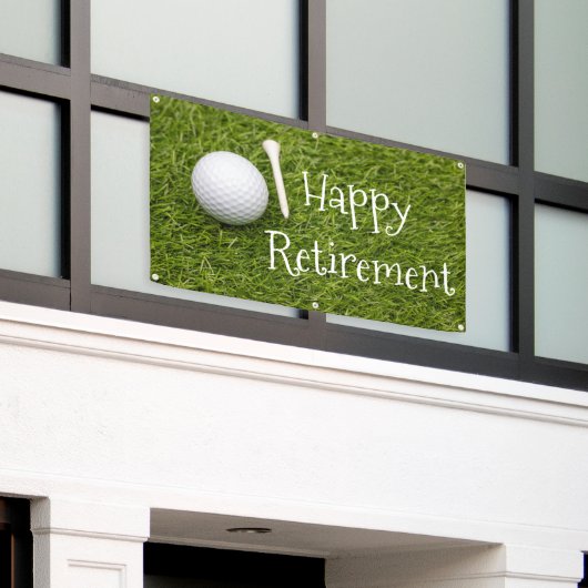 Golf Happy Retirement met golfballen op groene ban Spandoek (Buitenkant Gebouw)