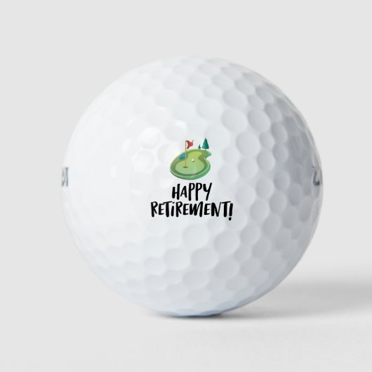 Golf Happy Retirement met golfvlag op groen Golfballen (Voorkant)