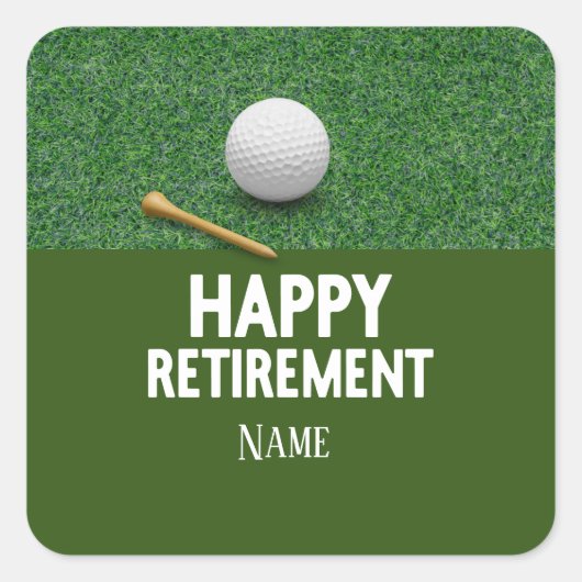 Golf Happy Retirement op groene achtergrond Classi Vierkante Sticker (Voorkant)
