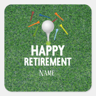 Golf Happy Retirement op groene achtergrond Classi Vierkante Sticker