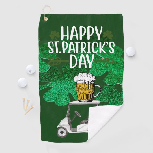 Golf Happy St. Patrick's Day met Shamrock green Golfhanddoek (Insitu)
