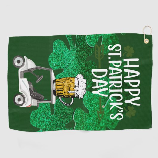 Golf Happy St. Patrick's Day met Shamrock green Golfhanddoek (Horizontaal)