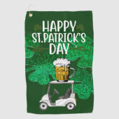 Golf Happy St. Patrick's Day met Shamrock green Golfhanddoek (Voorkant)