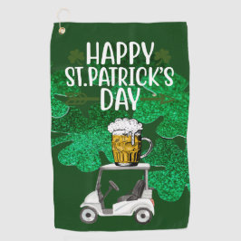 Golf Happy St. Patrick's Day met Shamrock green Golfhanddoek