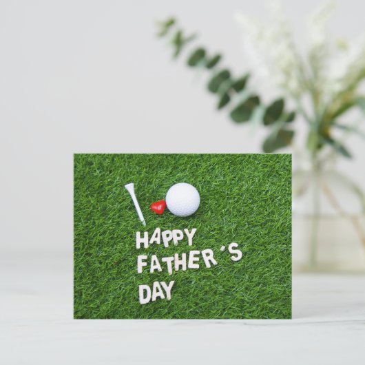 Golf Happy Vaderdag met golfbal en t-shirt Briefkaart (Staand voorkant)