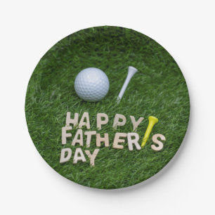 Golf happy Vaderdag met golfbal en t-shirt Papieren Bordje