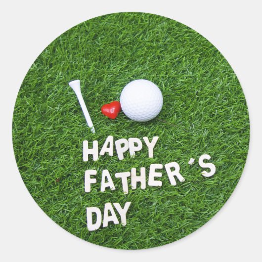 Golf Happy Vaderdag met golfbal en t-shirt Ronde Sticker (Voorkant)