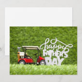 Golf Happy Vaderdag met golfkar op groen Feestdagenkaart (Voorkant / Achterkant)