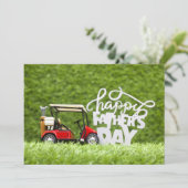 Golf Happy Vaderdag met golfkar op groen Feestdagenkaart (Staand voorkant)