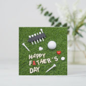 Golf Happy Vaderdag met t-shirt en bal op groen Kaart (Staand voorkant)