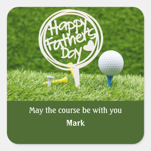 Golf happy Vaderdag voor golfvader Vierkante Sticker (Voorkant)
