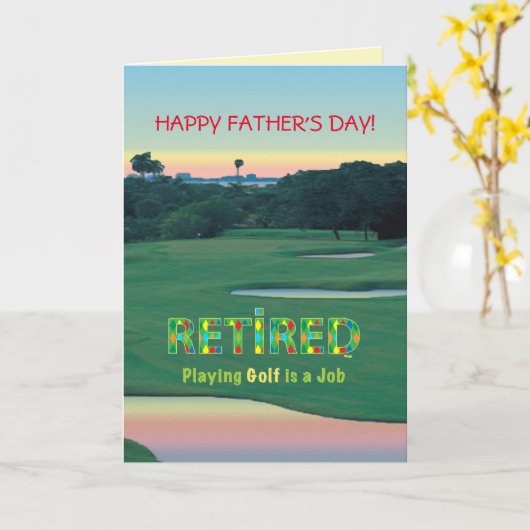 Golf Happy Vader's Day, in ruste, Golfende papa Kaart (Gele Bloem)