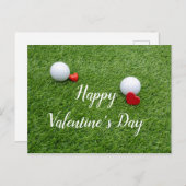 Golf Happy Valentijnsdag met liefde en golfbal Briefkaart (Voorkant / Achterkant)