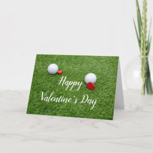 Golf Happy Valentijnsdag met liefde en golfbal Kaart